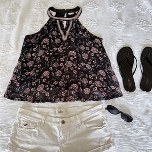 Y2K Floral Boho Hollister Halter Tank